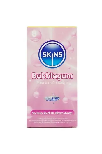 Pack di 8 Preservativi Skins Blow Me al Gusto Gomma - 33% in Più del Leader