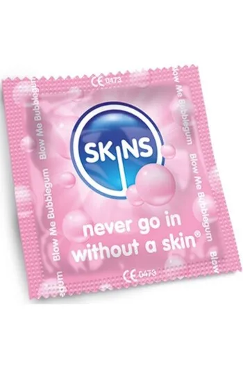 Pack of 4 Skins Condoms Bubblegum Blow Me Flavor! - Natural Feel and Safety