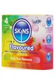 Pack di 4 Condomi Skins ai 4 Sapori: Banana, Gomma da Masticare, Menta e Fragola