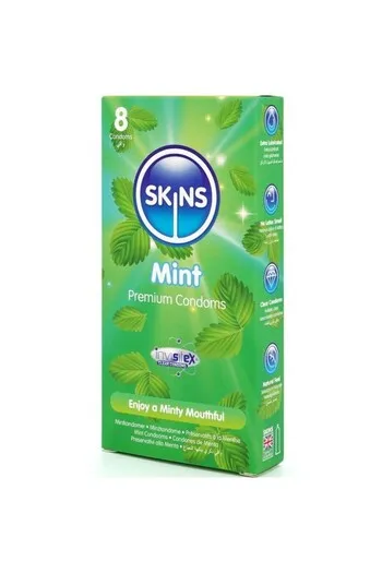 Skins Mint 8-Pack: Condom al gusto menta, ultrafini e extra lubrificati