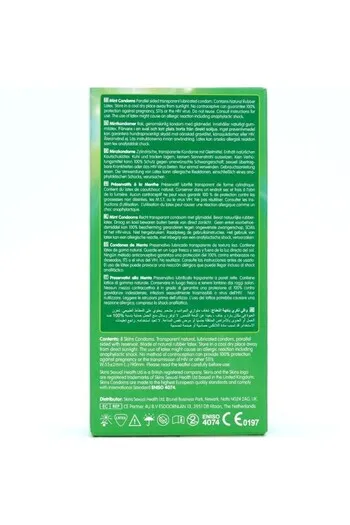 Skins Mint 8-Pack: Condom al gusto menta, ultrafini e extra lubrificati
