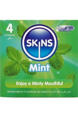 Skins Mint 4-Pack: Ultra-Thin Mint Flavored Condoms for Oral Sex | Premium Protection