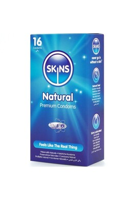 Skins Natural 16-Pack: Condomi Ultra Sottili Premium con Sensazione Pelle su Pelle