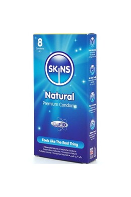 Skins Natural 8-Pack: Premium Ultra-Thin Condoms with Skin-Like Sensation