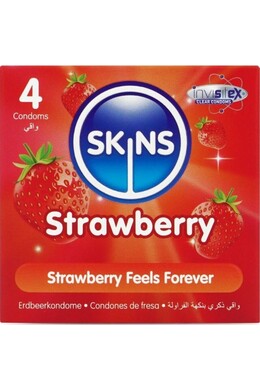 Pack of 4 Skins Strawberry Flavor Condoms - Natural Feel and Safety