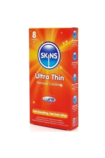 Skins Ultra Thin 8-Pack: Condom Ultra Sottili per Massima Intimità | +33% vs Leader