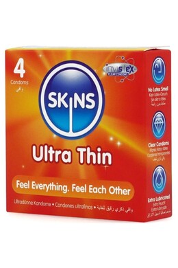 Skins Ultra Thin 4-Pack: Ultra Thin Condoms for Maximum Intimacy and Protection
