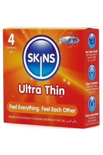 Skins Ultra Thin 4-Pack: Ultra Thin Condoms for Maximum Intimacy and Protection