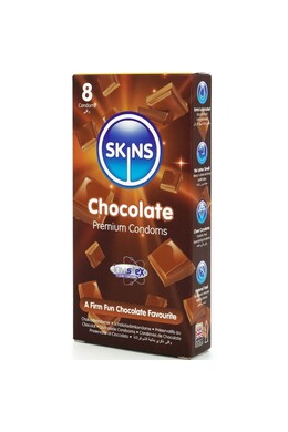 Skins Chocolate Flavor Condoms - 8 Pack | Premium Protection with Taste
