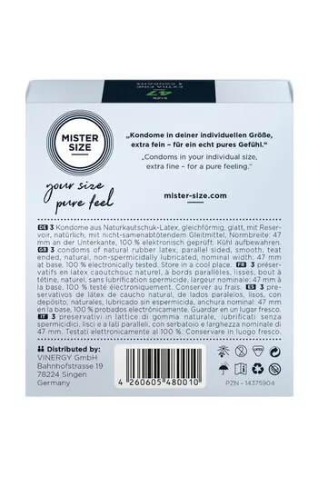 MISTER SIZE 47: Il preservativo perfetto per pene sottile | Sensazioni intense