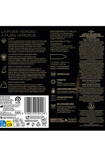 Durex Conexión Total - Preservativi Ultra Sottili Senza Lattice per Massima Sensibilità
