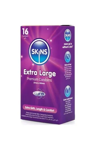 Skins Extra Large 16-Pack: Preservativi XL Premium per Massimo Comfort e Sicurezza