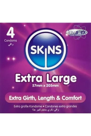 Skins Extra Large 4-Pack: XL Condoms for Maximum Comfort and Safety