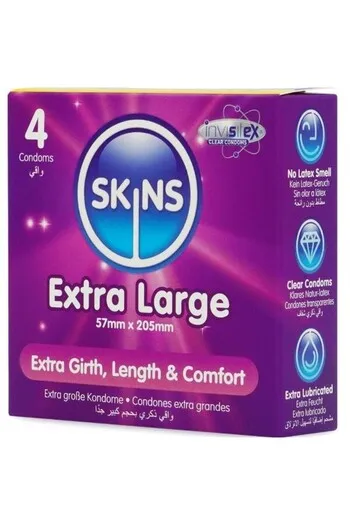 Skins Extra Large 4-Pack: XL Condoms for Maximum Comfort and Safety
