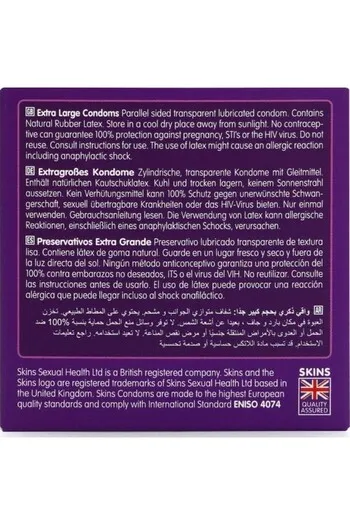 Skins Extra Large 4-Pack: XL Condoms for Maximum Comfort and Safety