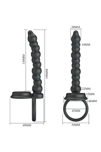 PRETTY LOVE - DILLION ANELLO PER IL PENE A DOPPIA PENETRAZIONE NERO