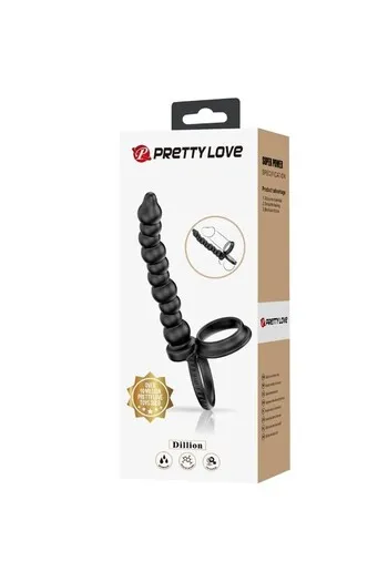 PRETTY LOVE - DILLION ANELLO PER IL PENE A DOPPIA PENETRAZIONE NERO