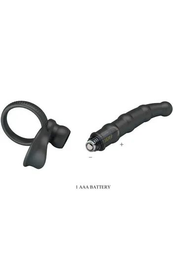 PRETTY LOVE - TATUM ANELLO PER PENE VIBRANTE CON TAPPO 10 VIBRAZIONI NERO