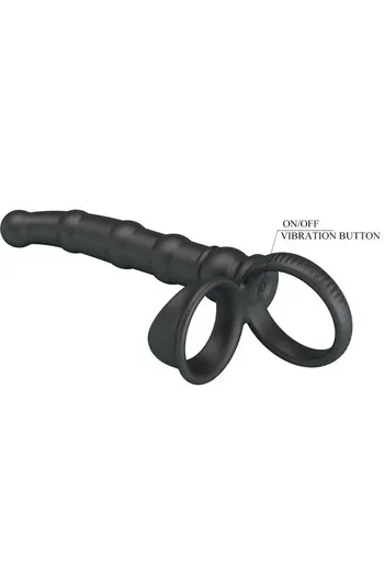 PRETTY LOVE - TATUM ANELLO PER PENE VIBRANTE CON TAPPO 10 VIBRAZIONI NERO