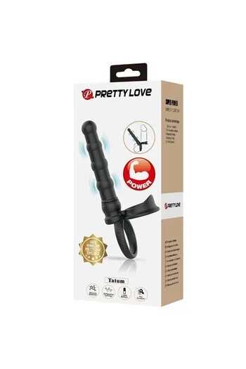 PRETTY LOVE - TATUM ANELLO PER PENE VIBRANTE CON TAPPO 10 VIBRAZIONI NERO