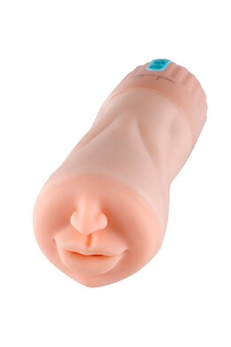 Mouth-shaped masturbator with suction and vibration