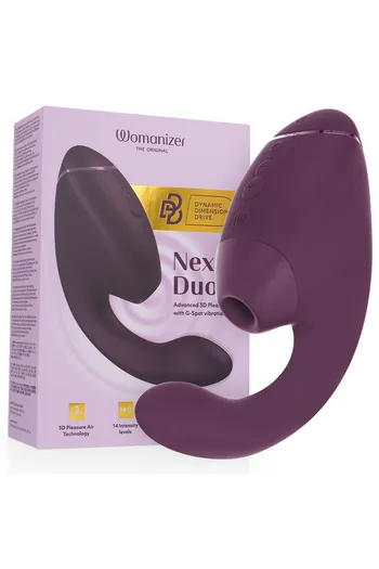 WOMANIZER - DUO NEXT STIMOLATORE DOPPIO CLITORIDEO E PUNTO G VIOLA SCURO