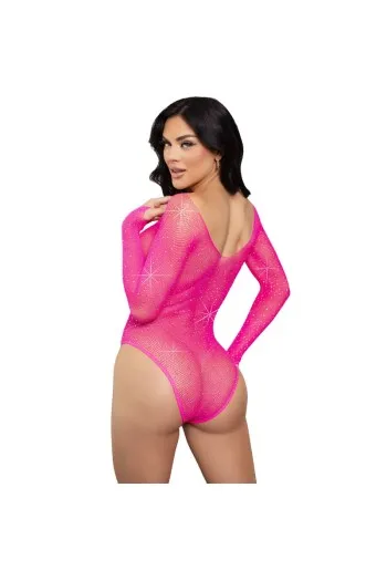 Long Sleeve Mesh Body with Diamonds and Snap Crotch - Leg Avenue