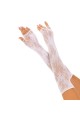 Floral Mesh Fingerless Opera Length Seamless Gloves - Bold Elegance for Special Occasions