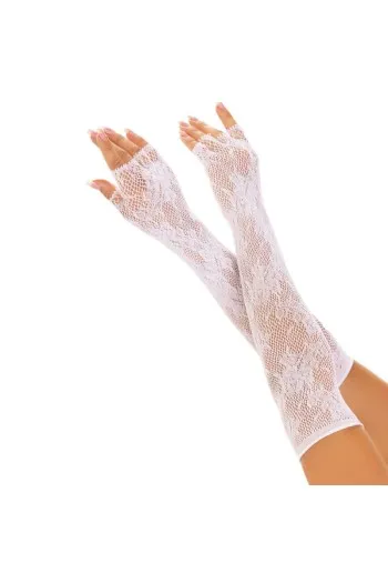 Guanti senza dita in rete floreale fino all'opera senza cuciture - Eleganza audace per occasioni speciali