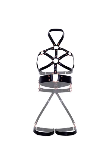 Body Harness with Studs and O-Ring in Vegan Leather | Leg Avenue
