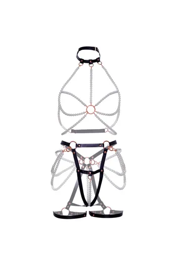 2-Piece Halter Harness with Pearls - Leg Avenue | Vegan & Convertible