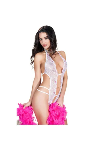 Sensual lace bodysuit with flowers - Chilirose