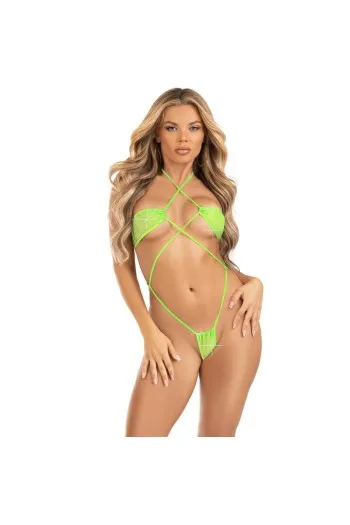 Wrap Bikini Bodysuit with Faux Diamonds - Beach Elegance & Glamour