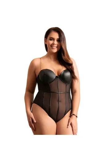 One Piece Metal Strap See Through Underwire Bodysuit