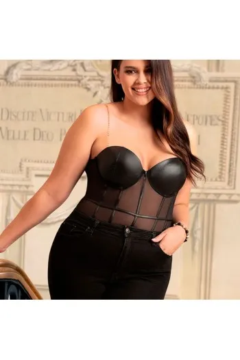 Bodysuit One Piece con Tiranti Metallici e Pannelli Trasparenti