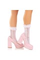 Ankle Socks with Lace Frills and Hearts - Leg Avenue | Elegant Women's Accessory