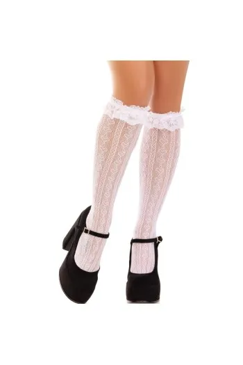 Knee-High Socks with Lace Ruffles and Hearts - Leg Avenue | Style and Comfort