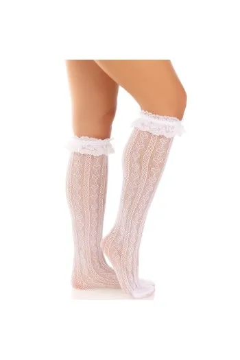 Calze fino al Ginocchio con Pizzi e Cuori - Leg Avenue | Stile e Comodità