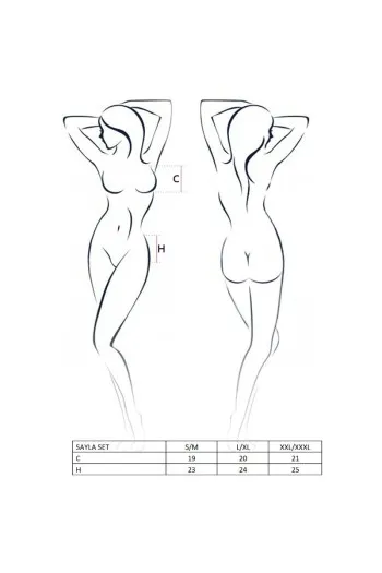 Sayla Lingerie Set by Passion - Black Top, Thong, and Garter Belt