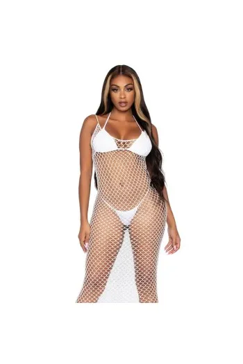 Maxi Vestito a Rete Intrecciato con Schiena Scoperta - Leg Avenue