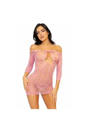 Seamless Heart Mesh Mini Dress with Off-Shoulder & Keyhole Cutout | Leg Avenue