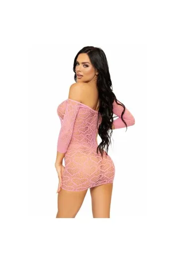 Seamless Heart Mesh Mini Dress with Off-Shoulder & Keyhole Cutout | Leg Avenue