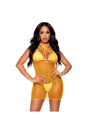 Twisted Mesh Halter Mini Dress - Bold Elegance & Modern Style | Leg Avenue