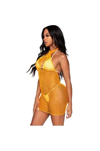 Minivestido Halter in Rete Ritorta - Eleganza Audace e Moderna | Leg Avenue