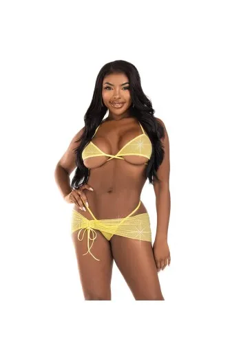 Leg Avenue 3-Piece Bikini and Pareo Lingerie Set - Elegance and Sensuality