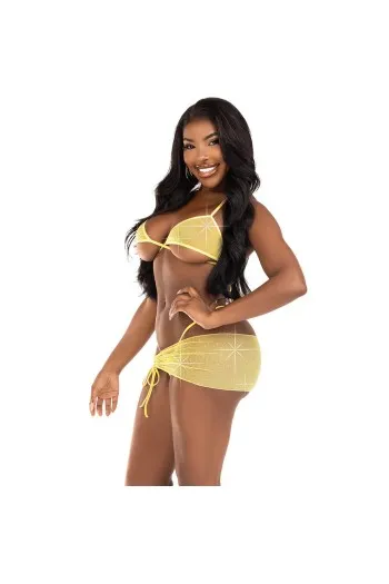 Leg Avenue 3-Piece Bikini and Pareo Lingerie Set - Elegance and Sensuality