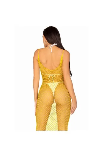 Long Mesh Dress with Open Back - Bohemian Elegance | Leg Avenue