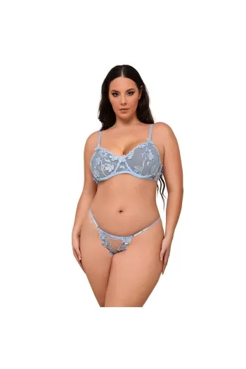 Blue Floral Lace Bra Set - Elegant and Sensual