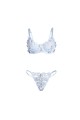 Reggiseno e Slip in Pizzo Floreale Blu Sensuale