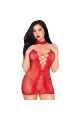 Mini Vestito Halter in Pizzo a Maglia con Cuori - Dolce e Audace | Leg Avenue